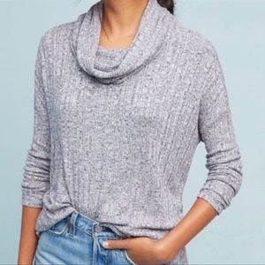 Anthropologie Sweater ✨ Size Large Long Sleeve Cowl Neck // Gray